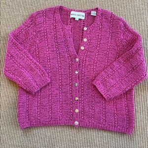 Marisa Christina Bright Pink Cotton Blend Cardigan Sweater